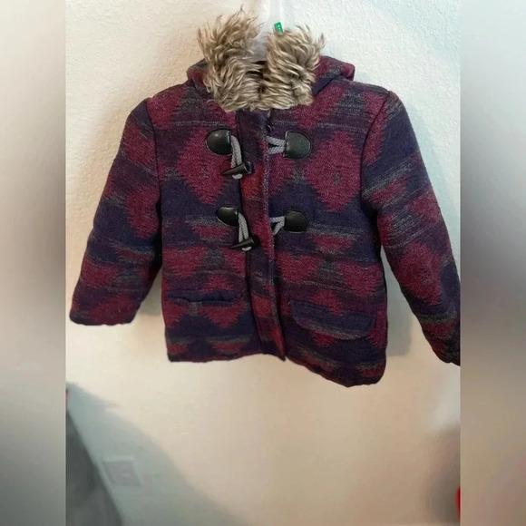 Joe Fresh Girls size 4 years Winter Coat Peacoat Parka w/ faux fur hood - Picture 7 of 7